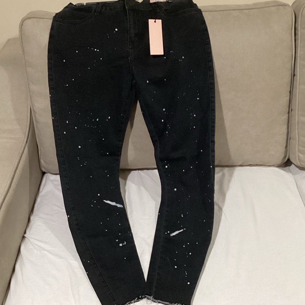 Streetwear Society Black Splatter Straight Leg Jeans